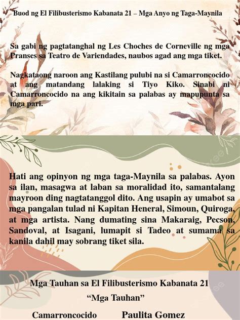 el filibusterismo kabanata 21 buod pdf|Kabanata 21 El Filibusterismo – “Mga Anyo Ng Taga .
